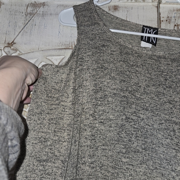 TMG New York ribbed knit 3/4 sleeve dress Heather Gray Large Chic Casual - Picture 5 of 6